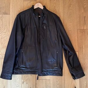 Reversible leather/ canvas jacket